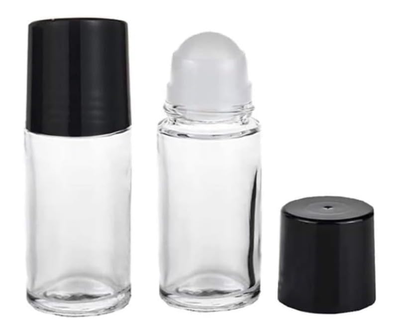 2 Pcs Black Clear Empty Glass Essential Oil Roller Bottles Vials Containers Refillable Roll-On Bottles With Funnel 30Ml Refillab
