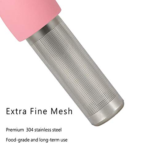Loose Leaf Tea Steeper Cute Tea Infuser for Girl Kids Extra Fine Mesh Tea Ball Stainless Steel Tea Filter with Silicone Lid for Cup Mug Pot Pink