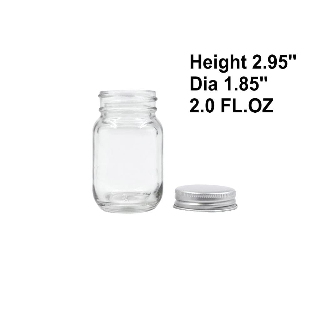 U Pack 2Oz Mason Jar With Silver Lid For Honey Jam Spice Pack Of 24 Sets