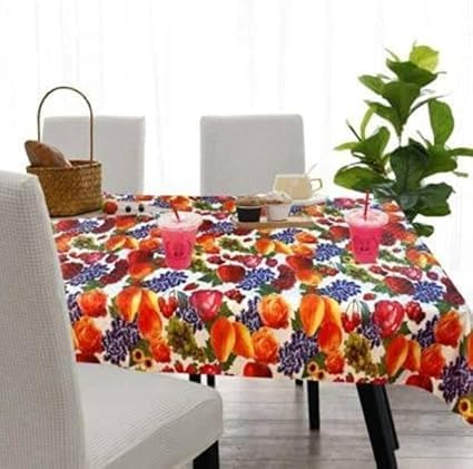 Multi Fruits Print Center & Dining Table Cover for 2 to 6 Seater Table Cloth Water and dust with OilProof PVC Rectangular Shape