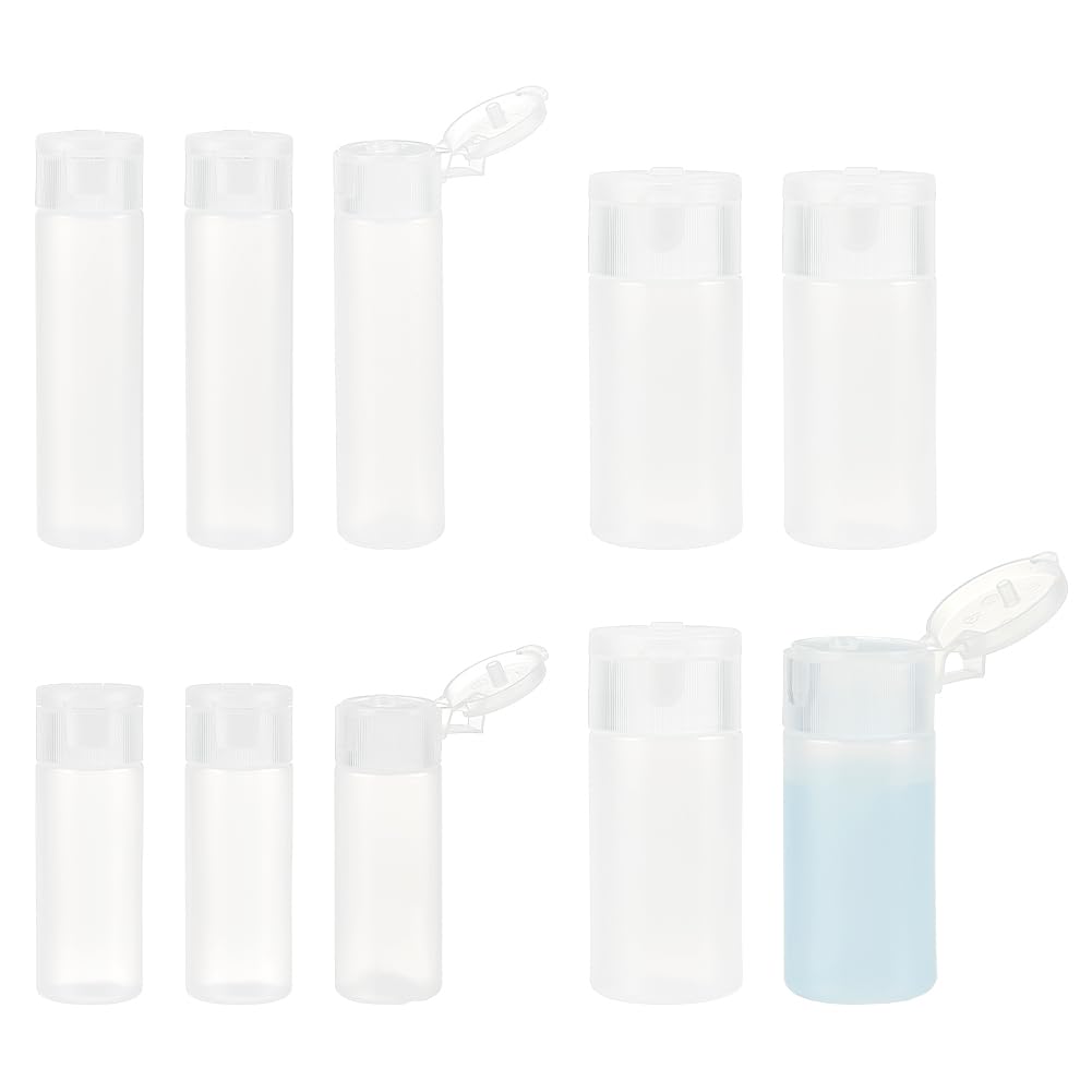 Benecreat 10Pcs 12Ml/18Ml/30Ml Travel Bottles Plastic Toiletry Bottles Flip Cap Squeeze Sample Bottle Containers For Makeup Loti