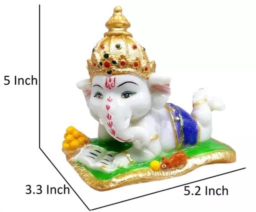 Inshreys Handcrafted Polyresin Eco Friendly Baal Ganesha Statue | Figurine Ganpati Idol Reading Book Showpiece For For Home Deco