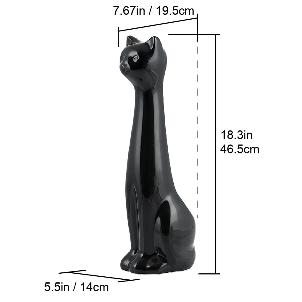 Allure Home Creation Cat Toilet Brush Holder Set, 3-Piece Black Ceramic with White Brush and Soap Dispenser, Model XBSCA