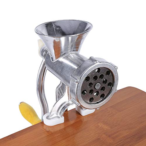 Manual Meat Grinder, All Parts Stainless Steel, Hand Operated Meat Grinding Machine With Tabletop Clamp, 2 Grinding Plates & Sau