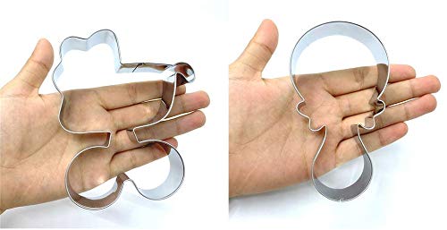 Liliao Baby Shower Cookie Cutter Set - 6 Piece - Feeding Bottle, Rattle, Heart, Carriage, Princess Dress And Bow/Ribbon Biscuit