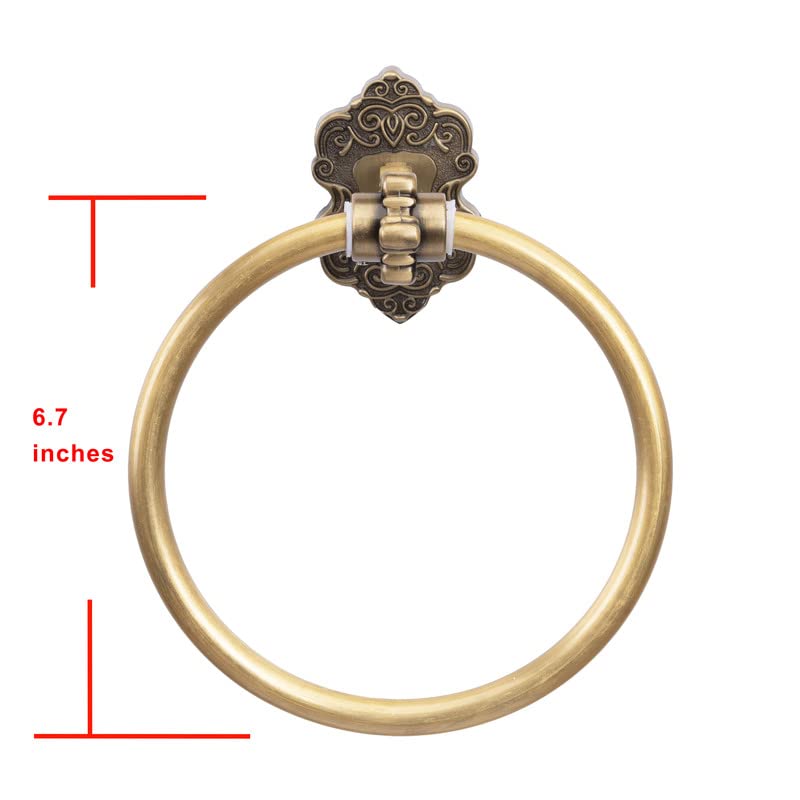 Sdh Bathroom Towel Ring - Vintage Style Antique Brass Towel Hanger - Wall Mount Kitchen & Bathroom Hand Towel Holder - Pack Of 1