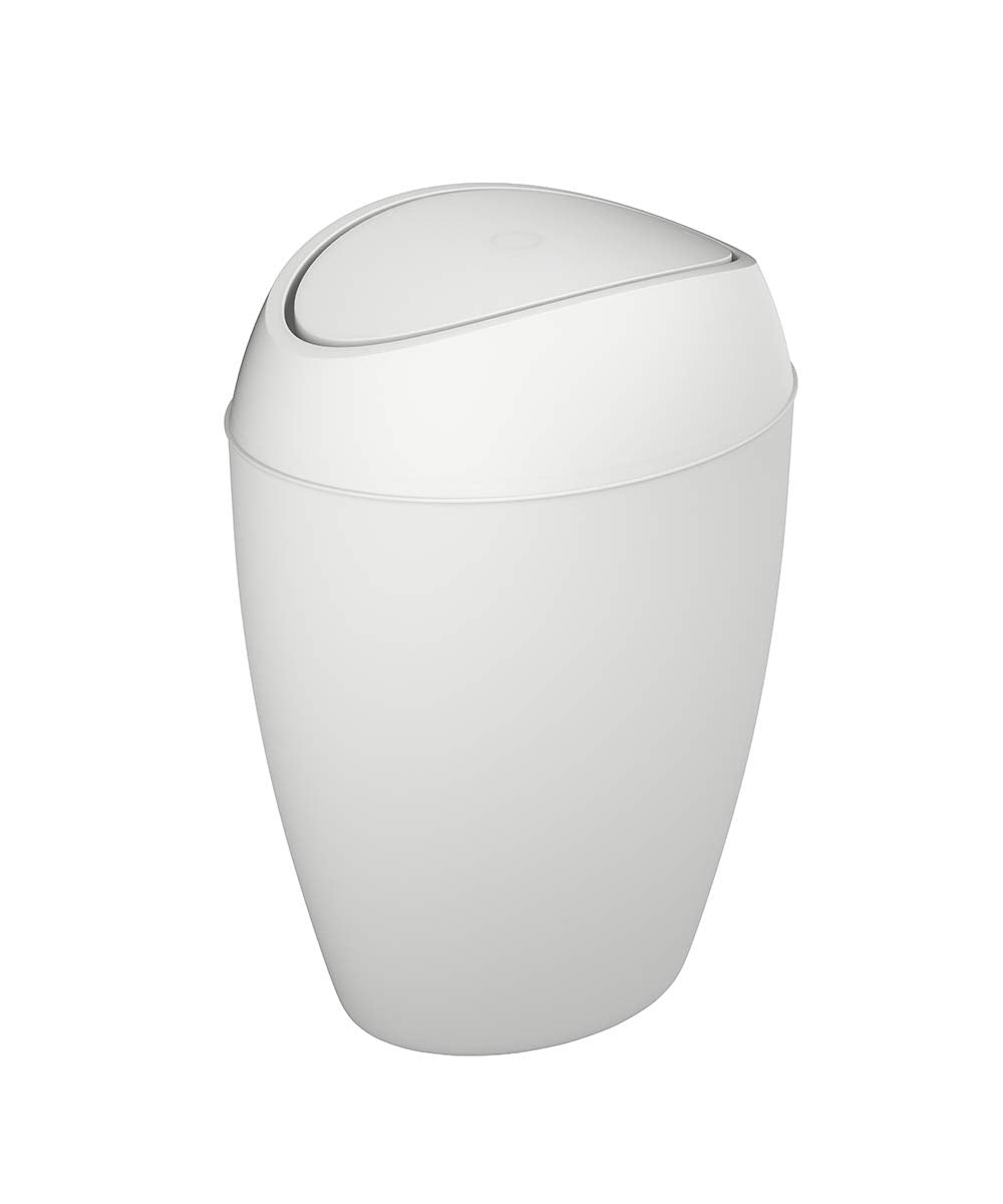 Umbra 1009613-661 Twirla Trash Can With Flipping Lid, 9 L, Metallic White