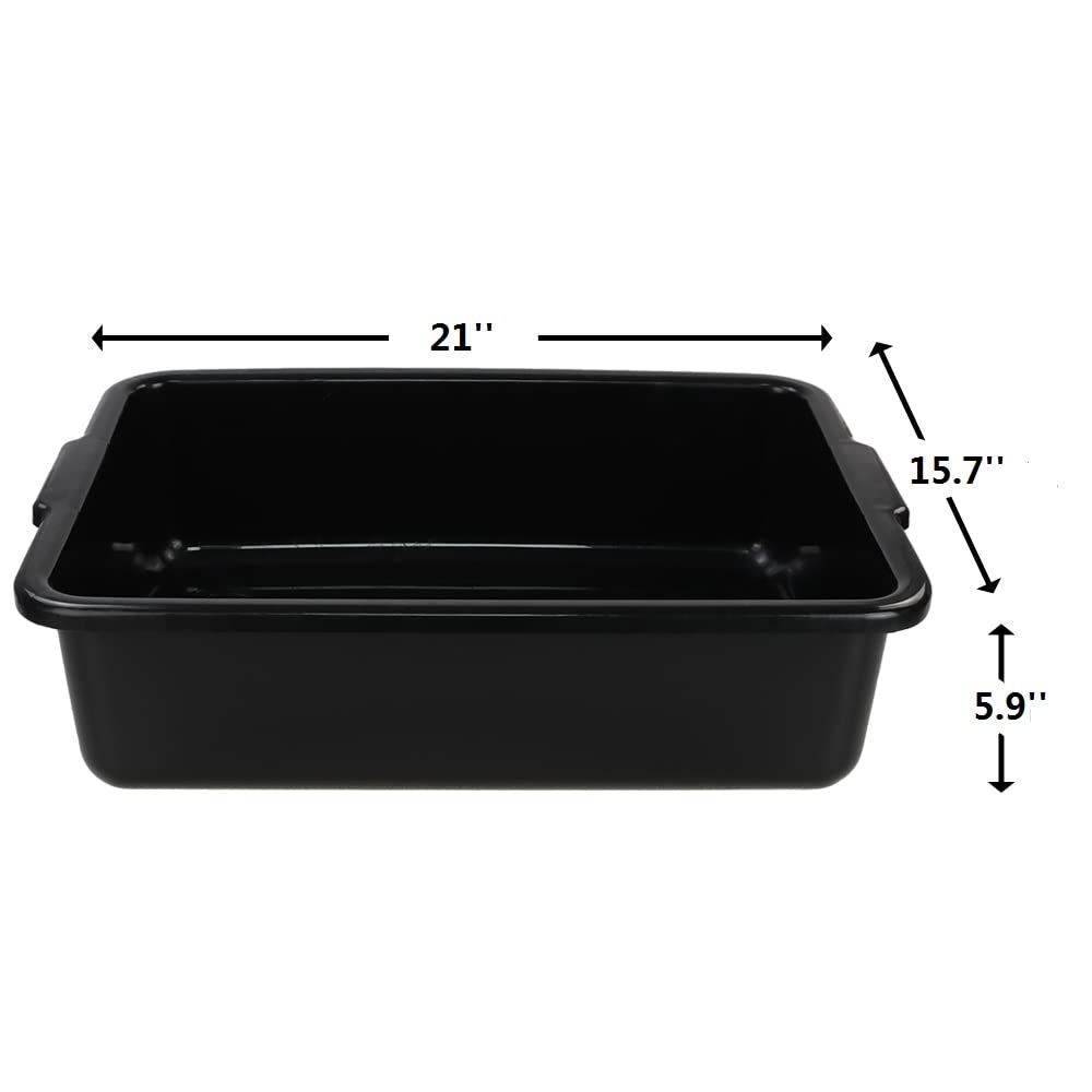 Eudokkyna 24 Liters Large Commercial Bus Tubs, Plastic Bus Box Dish Bin Set Of 4, Black