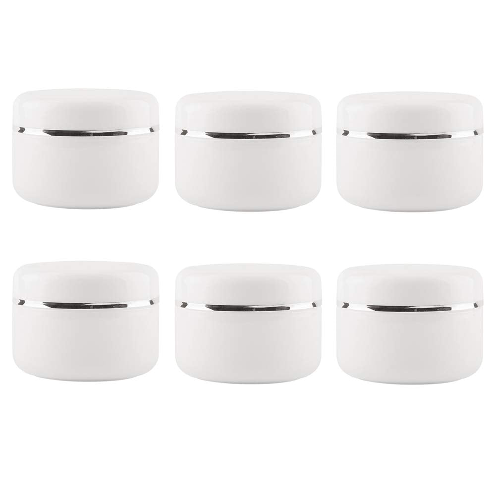 6Pcs 250G/8Oz Empty White Plastic Cosmetic Jar Pot With Inner Liners And Screw Lid Refillable Make-Up Cosmetic Storage Container