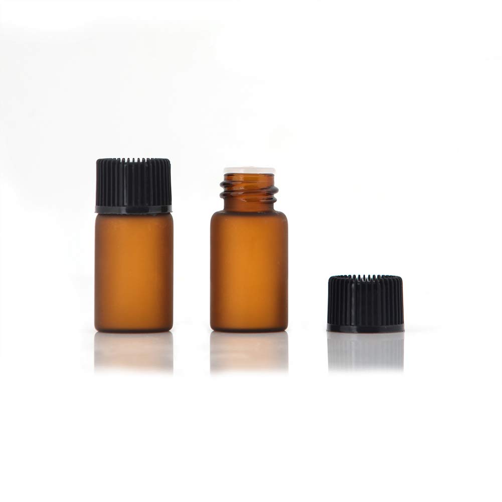 Enslz 3Ml 50Pcs Mini Amber Glass Essential Oils Sample Bottles Empty Refillable Brown Glass Perfume Bottles (3Ml)