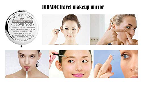 DIDADIC Travel Makeup Mirror for Wife  Wife Birthday Gift Ideas  Wife Gifts for Wedding Anniversary Valentines Day Mothers Day  Romantic Gift for Her