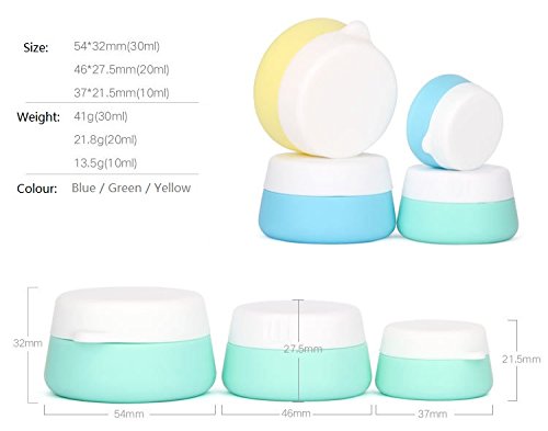 Bluesunshine Silicone Cosmetic Containers Cream Jar With Sealed Lids, 3 Pieces - Food Grade Silicone - Bpa Free - Great For Trav