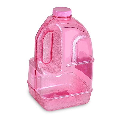 1 Gallon BPA FREE Reusable Plastic Drinking Water Big Mouth Dairy Bottle Jug Container with Holder - Pink