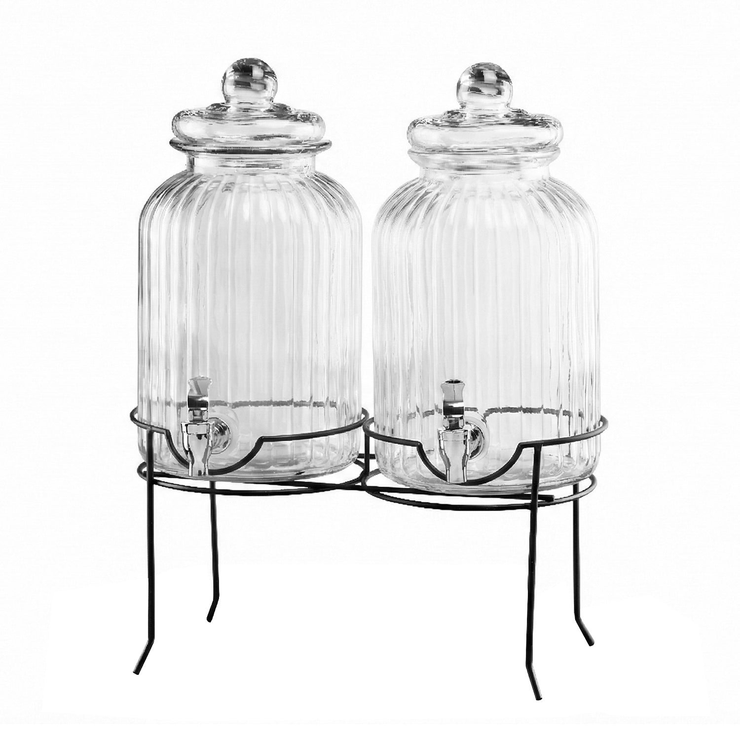 Canyon Beverage Dispenser Set of 2 With Black Metal Stand 1.3 Gal Each