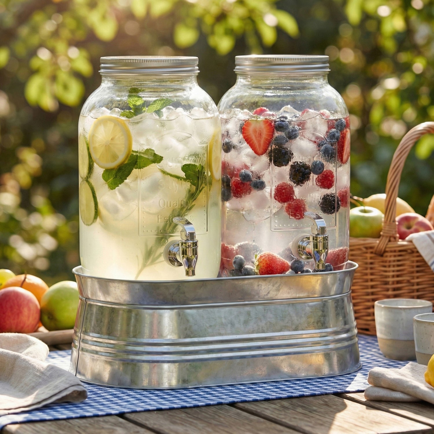 Classic Farmhouse 2-Piece Set Beverage Dispensers 1 Gal Each