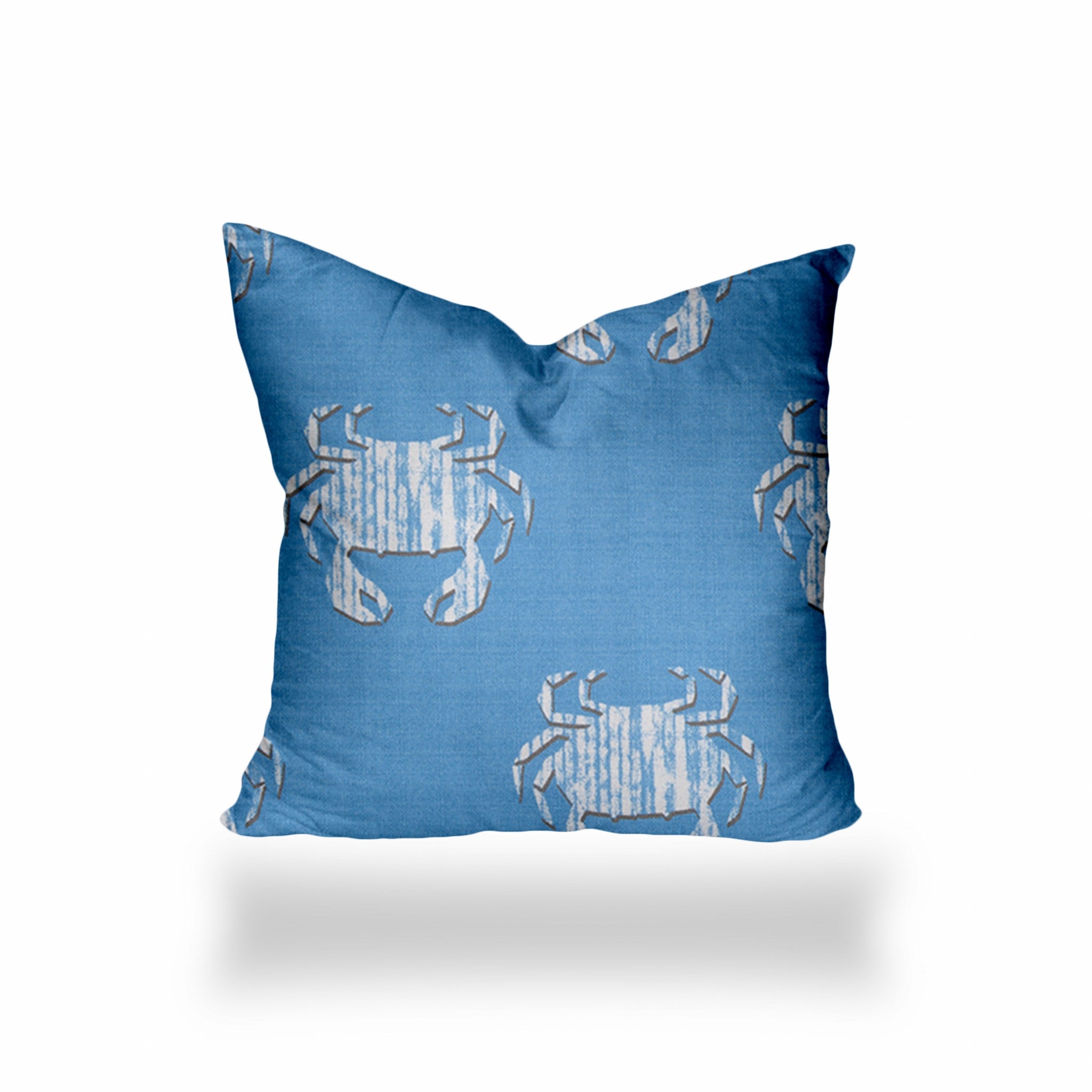 17 X 17 Blue And White Crab Enveloped Coastal Throw Indoor Outdoor Pillow Cover