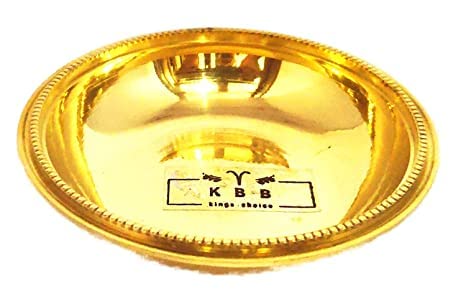 KBB 100% Brass Dana Plain Plate for Sweets Serving | Puja Plate | Krishna Ji Bhog (170 ml) (Diameter- 4.5 INCH. Approxx)