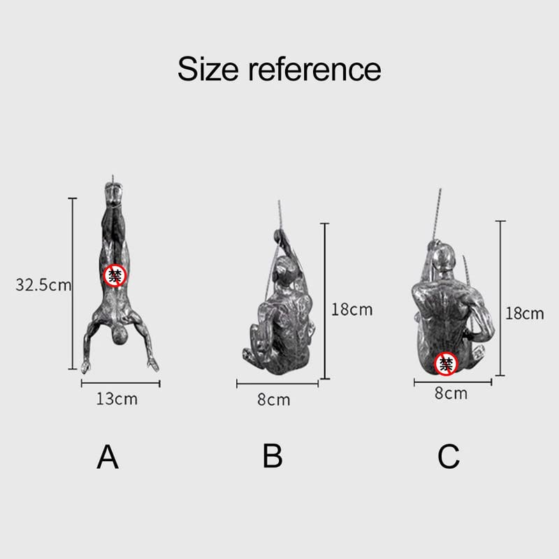 Karigaari - Ideas Hand Crafted Karigaari India Creative Set Of 3 Rock Climber Retro Rock Climbing Figures Resin Sculpture Figure