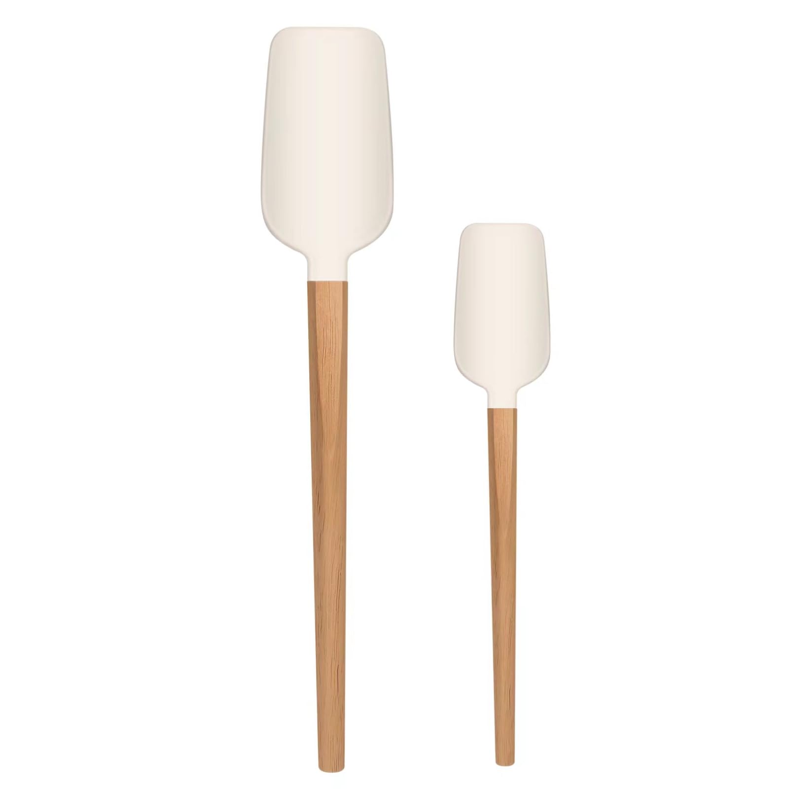 Lorisarm Wooden Long Handle Jar Spatulas, 12'' & 9'' Rubber Spatula Scraper Silicone Spatulas For For Jar, Blender, Bottle.