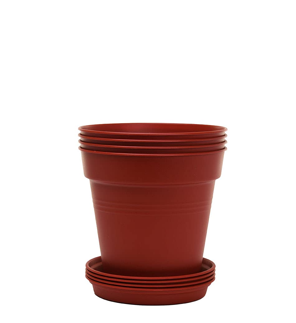 Mintra Home Garden Pots 4Pk (Burgundy, 13Cm Diameter (5In))