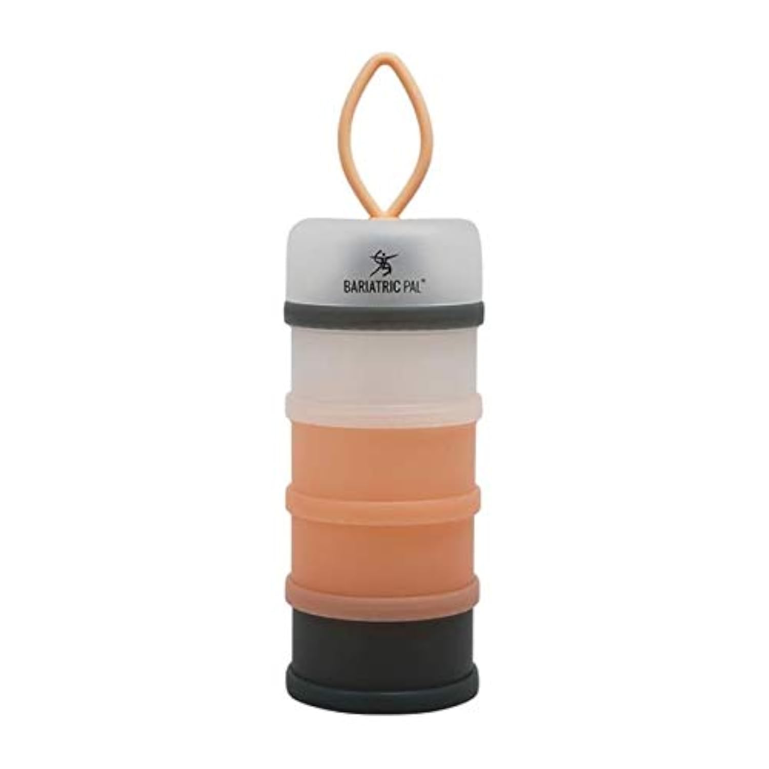 BariatricPal 4 Compartment Detachable, Stackable, and Portion Controlled Food & Powder Storage Containers (Pink-Gray)