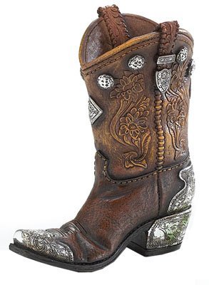 Burton and Burton Boots And Spurs Western Cowboy Boot Vase For Western Home Decor, Brown