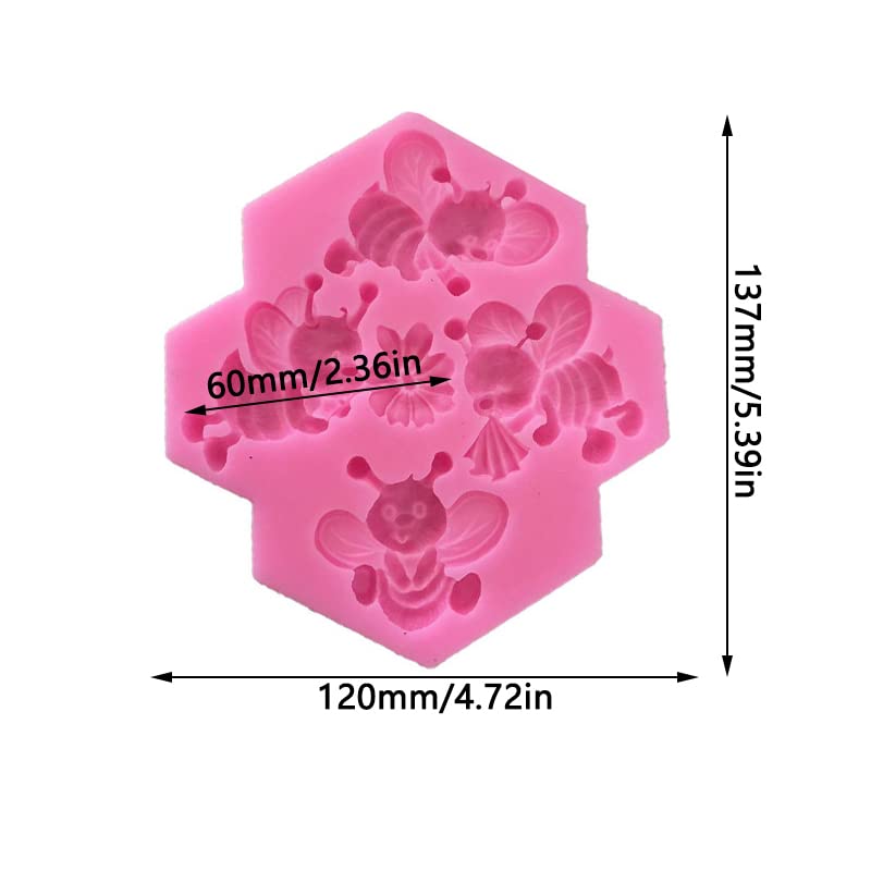 Cestony 4 Small Bees Silicone Molds For Diy Cake Fondant Biscuit Cookies Soap Sugar Pudding Chocolate Hard Candies Dessert Candl