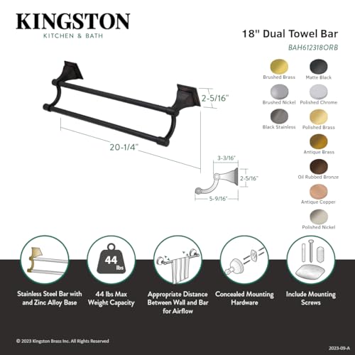 Kingston Brass BAH612318C Monarch 18-Inch Dual Towel Bar  Polished Chrome