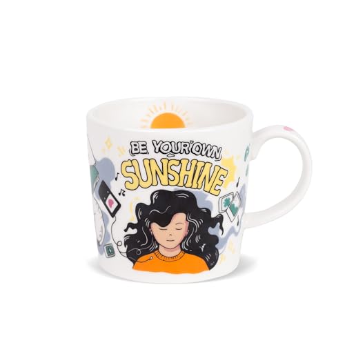 Shay Large Ceramic Coffee Mug, Single Mug, Self Love, 370Ml | Ceramic Mug | Glossy Finish | Ceramic Coffee Mug | Porcelain | Mic