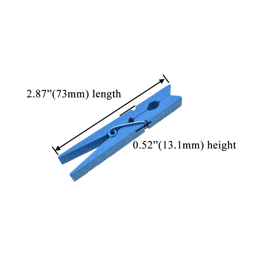 Hahiyo Blue Wooden Clothes Pins Clothespins Small Aviod Fall Apart 2.87 Inches Length 16 Pack Strong Springs No Rust No Discolor