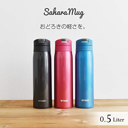 Tiger Water Bottle, 16.9 Fl Oz (500 Ml), Sahara Mug, Stainless Steel Bottle, One Touch, Lightweight, Opera Pink Mcx-A501Po