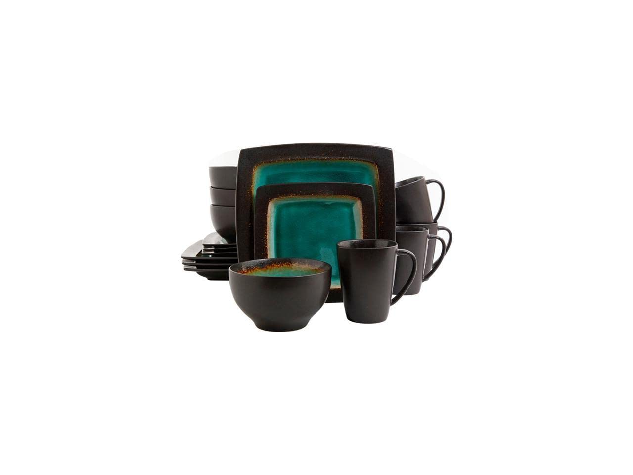 Gibson Reactive Stoneware Ocean Paradise 16 Piece Dinnerware Set, Jade, 91785.16 (93586938M)