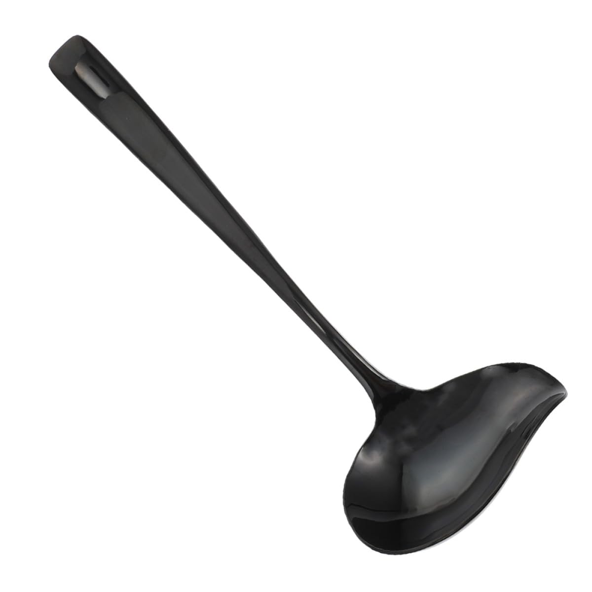 OSOLADY 304 Stainless Steel Sauce Spoon with Pouring Spout Black Mini Ladle for Kitchen Cooking and Serving Gravy Seasoning