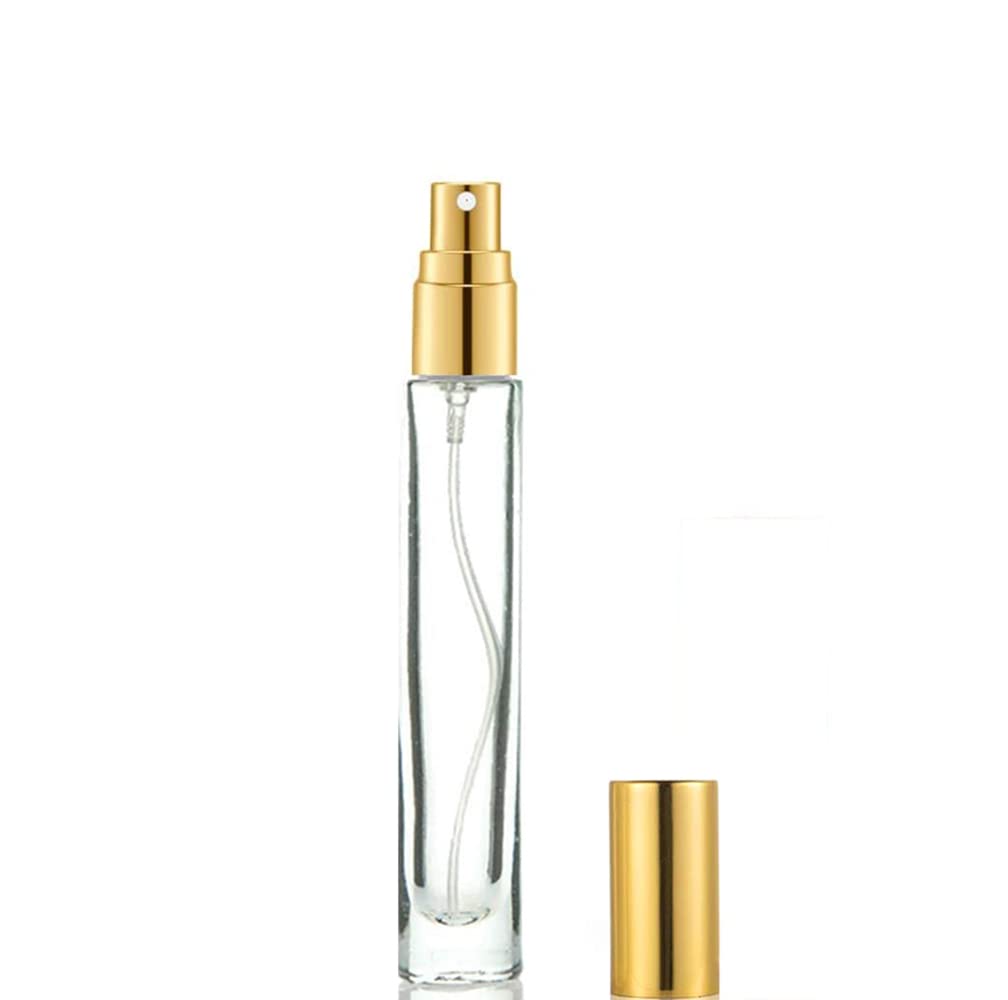 Elfenstall - Thick Glass 5Pcs 10Ml 1/3Oz Gold Spray Bottle Refill Perfume Hydrating Fragrance Fine Mist Atomizer Cosmetic Contai