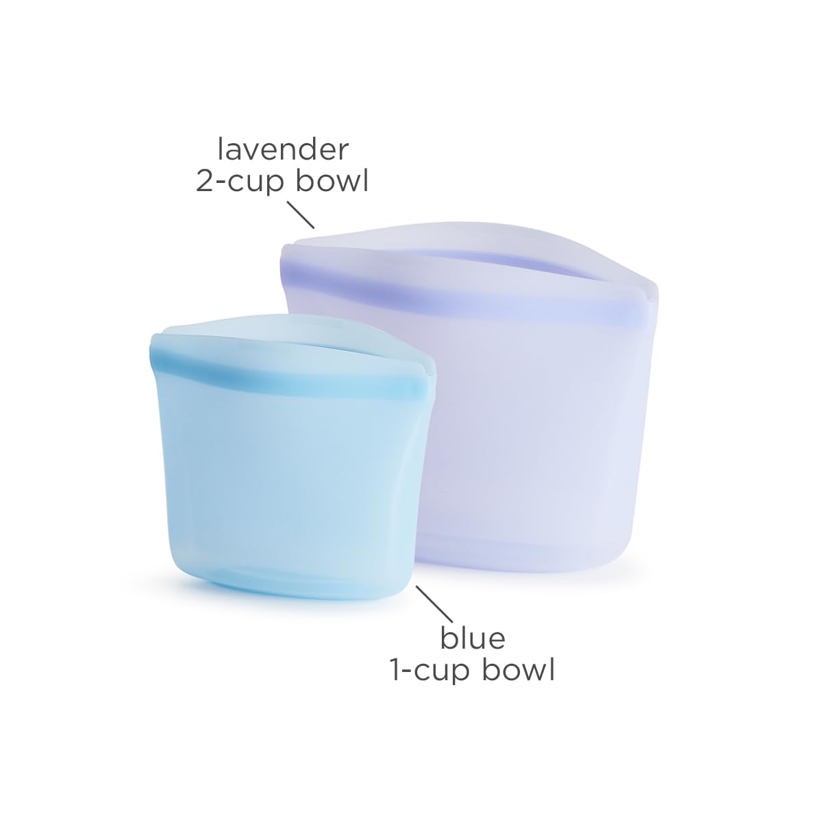 Stasher Silicone Reusable Food Storage Bags, 2-Pack, BPA Free, Leak-proof, Blue + Lavender, Model MP263A