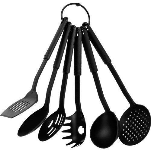 Ridera 6Pc Plastic Kitchen Utensil Set For Cooking Cooking Utensils Slotted Spatula Slotted Spoon Spaghetti Server Serving Spoon