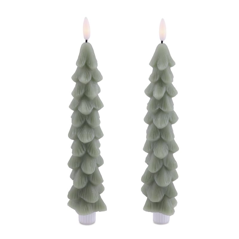 FIA Wick Tree Taper Candle (Set of 2) 9.5H Wax/Plastic 4 & 8 Hr Timer 2 AAA Batteries Not Included