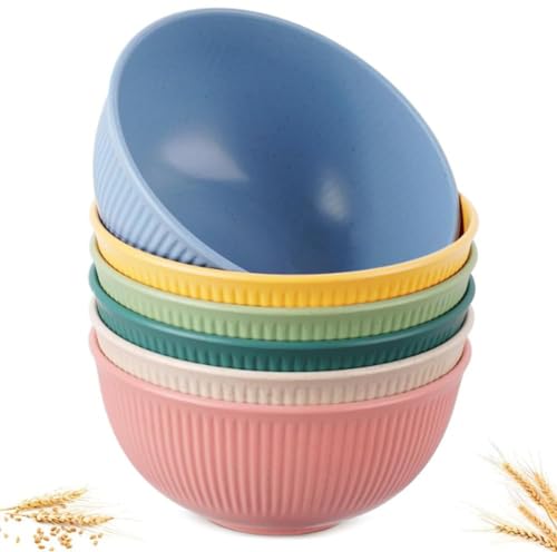 Bravik Unbreakable Cereal Bowls Wheat Straw Bowls Reusable Microwave And Dishwasher Safe BpaFree EcoFriendly Plastic Bowl Asso