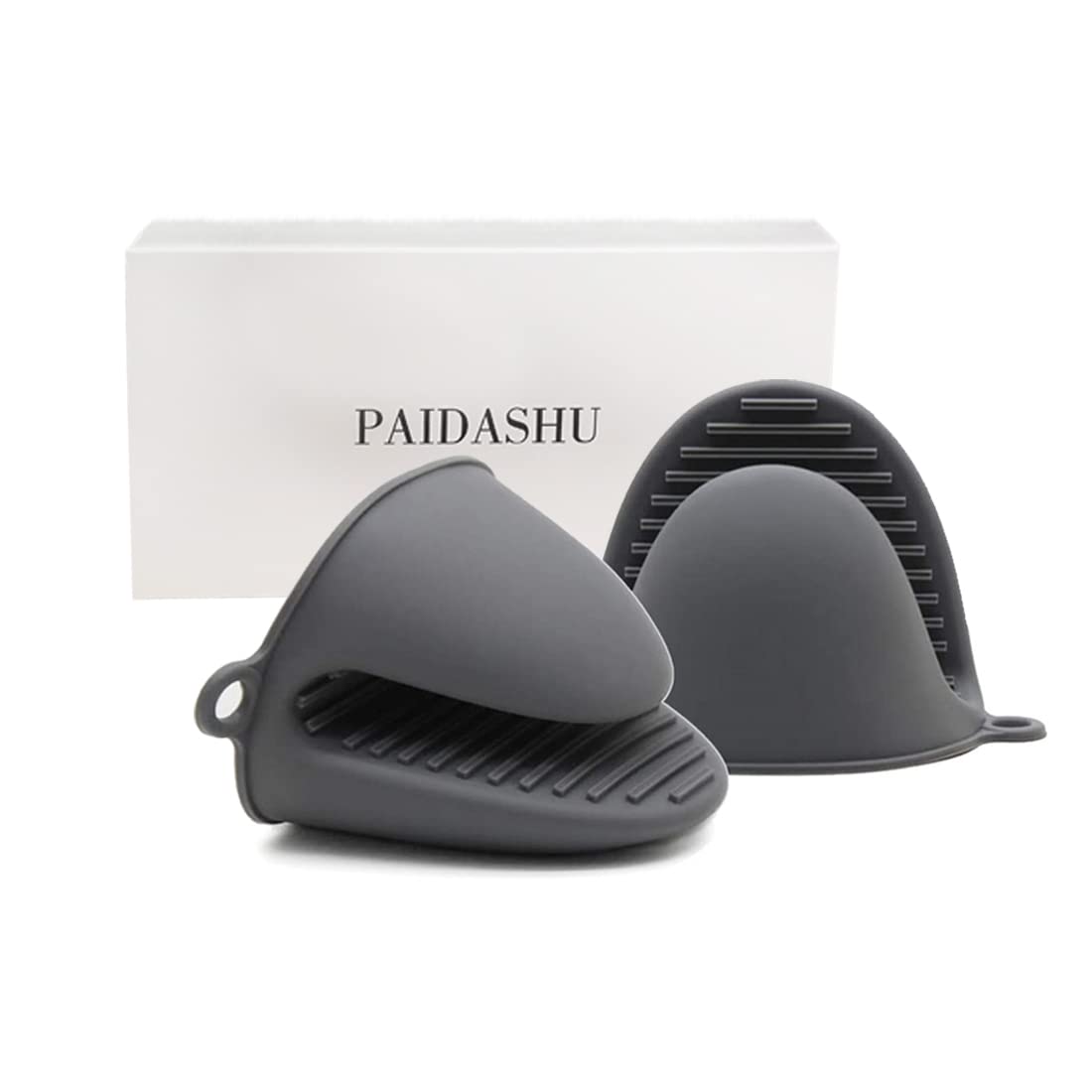 Oven Glove Thicken Silicone Pot Holder Mini Oven Mitts Heat Resistant Pinch Covers For Baking, Cooking, Bbq Grilling (Grey)