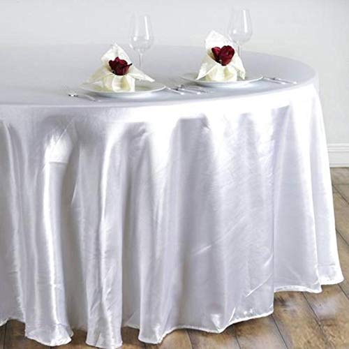Balsacircle 108-Inch White Round Satin Tablecloth Table Cover Linens For Wedding Party Catering Kitchen Dining Events Kitchen Di