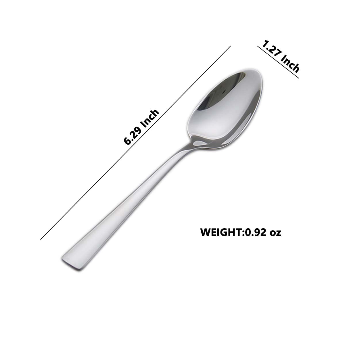 Hissf 6-Pieces Teaspoons Set Stainless Steel 180 Tea Spoons, 629 Inches For Home, Kitchen Restaurant, Square Handle