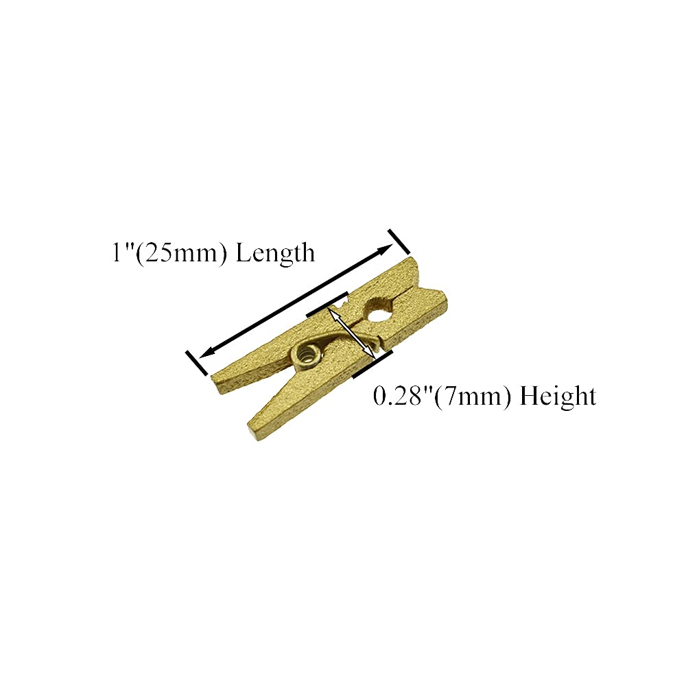 Hahiyo Gold Wooden Clothes Pins Clothespins Mini Do Not Fall Apart 1 Inches Length 80 Pack Sturdy Strong Springs No Rust No Disc