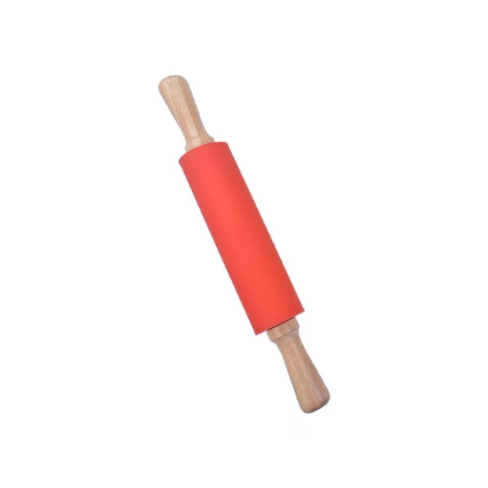 Nasnaioll Silicone Rolling Pin Non Stick Surface,Rolling Pins For Baking With Wooden Handle,Dough Roller For Pizza,Bread,French