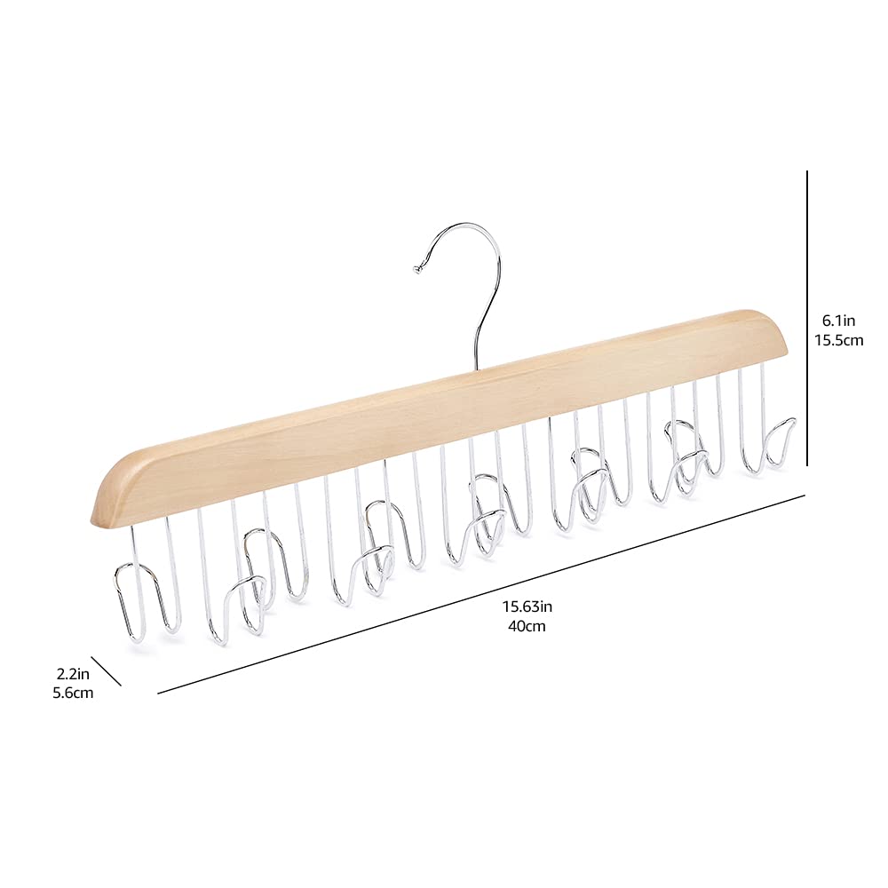 Amazon Basics Wooden Belt Hanger - Natural  2-Pack
