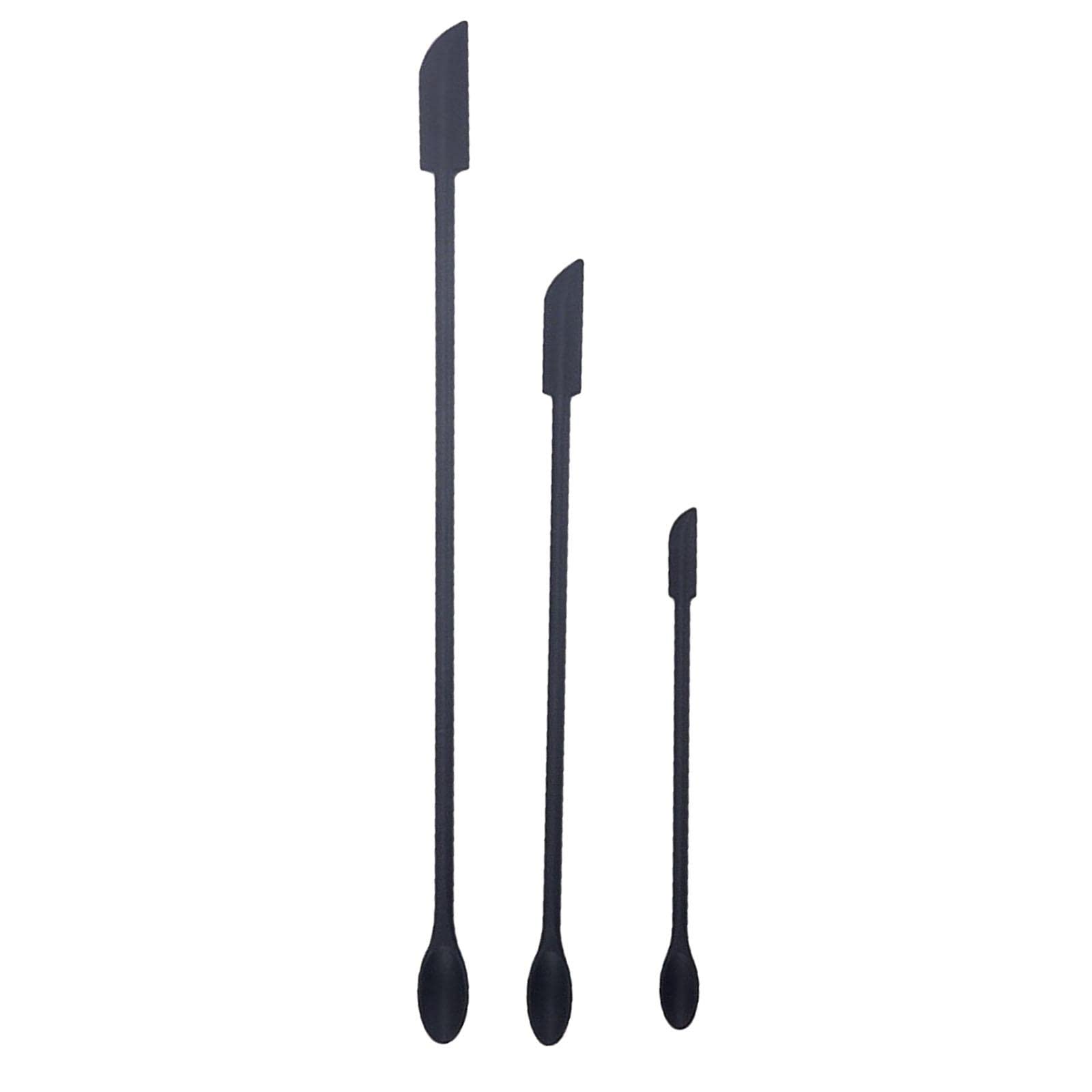 Ecomistiq 3X Mini Silicone Spatula Set Food Scraper Durable Small Spoon For Cosmetic Black | Cooking Utensils | Kitchen Tools & 
