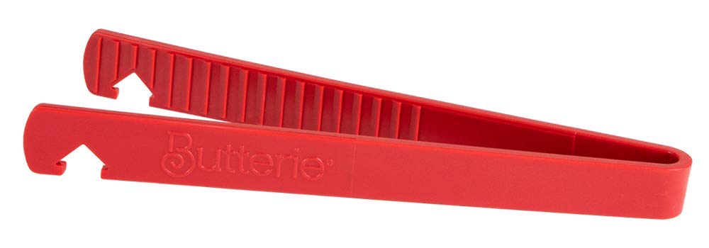 Butterie Toaster Tongs With Oven Rack Hook (Red)