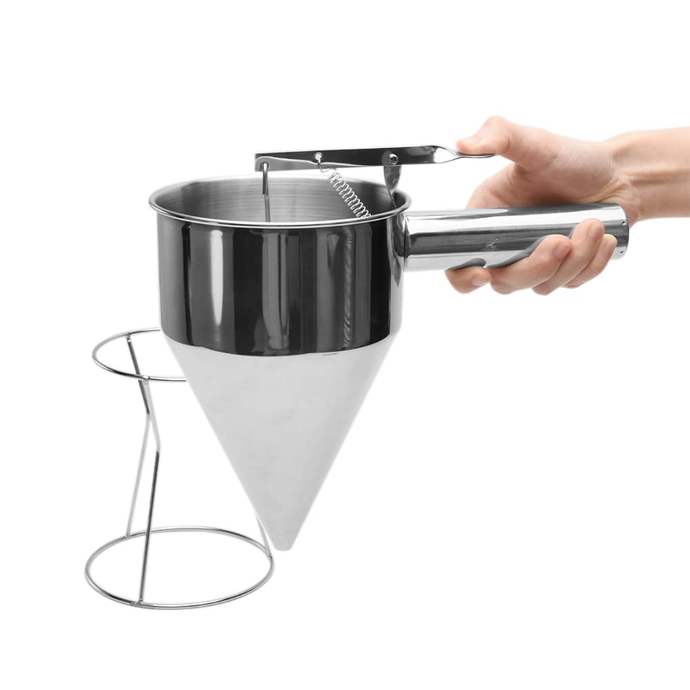 Batter Dispenser, Multipurpose 40Oz Stainless Steel Pancake Batter Funnel Dispenser With Stand Great For Pancakes, Cupcakes, Waf