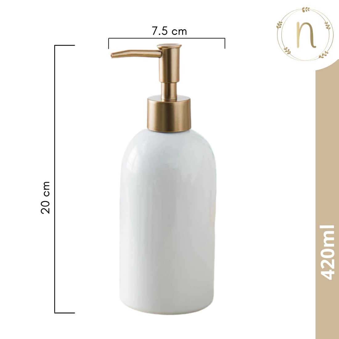 Nestasia Ceramic Long-Lasting Liquid Handwash Soap Dispenser Pump for Bathroom | Handwash Bottle for Kitchen | Soap Dispenser fo