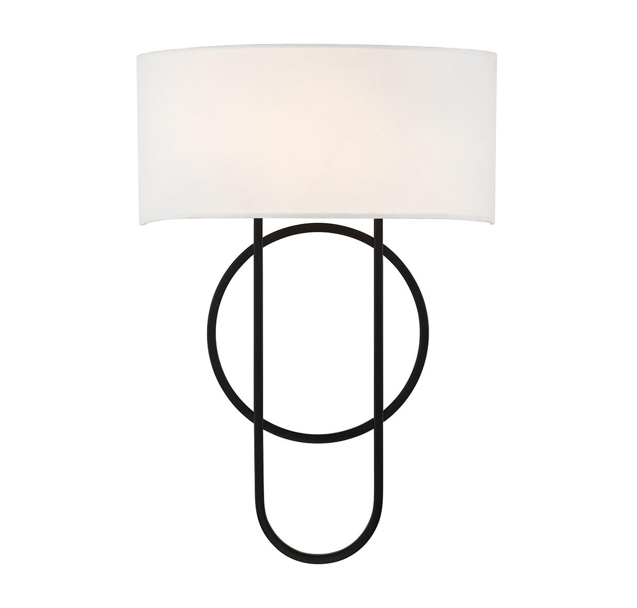 Savoy House Tempe 12 in. W x 17 in. H 2-Light Matte Black Modern Wall Sconce with White Linen Shade 9-4800-2-89