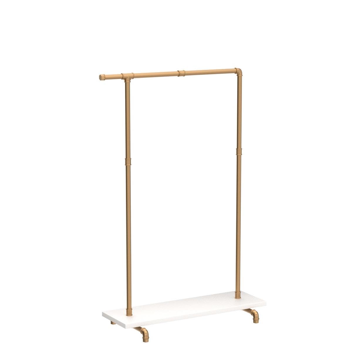 Bosuru Gold Pipe Clothing Rack Garment Rack With Shelves Retail Clothes Display Racks For Boutiques Gold Clothes Rack